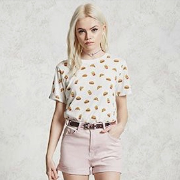 Forever 21 White short sleeved fast food tee shirt, medium. - Picture 1 of 4